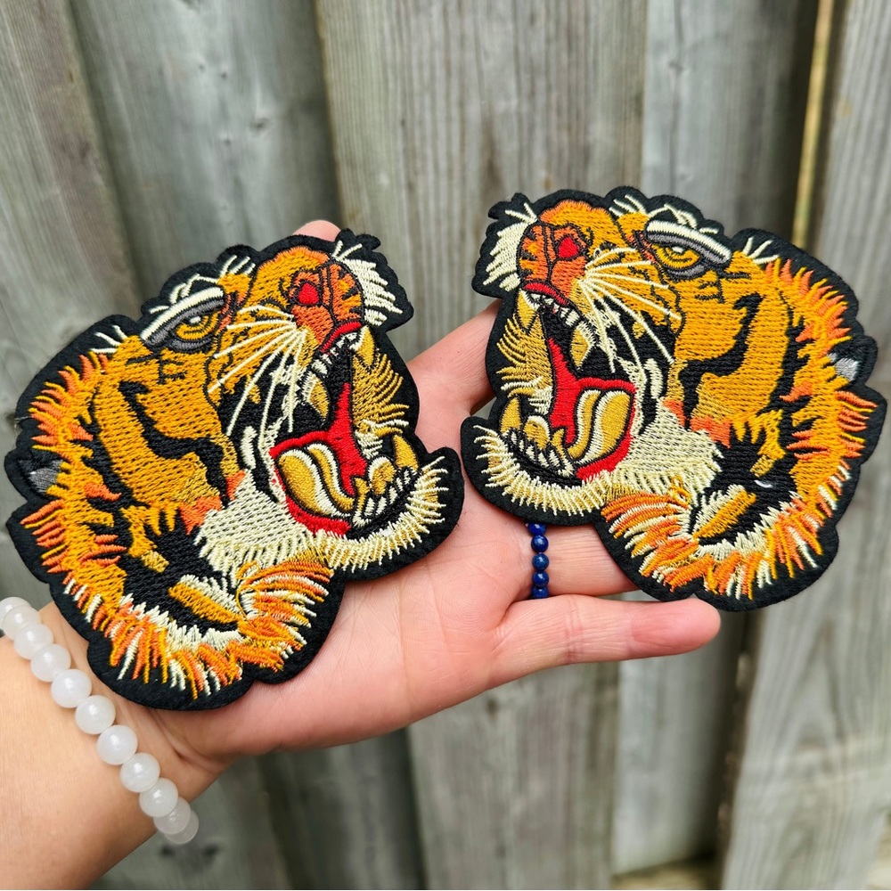 Pair of Tiger iron on patch tiger patch tiger applique